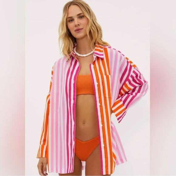 Beach Riot Other - Beach Riot Alexa Top Sunset Stripes - Pink/White/Orange - S/M